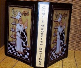 Fat Chef Recipe Book Folder File Index Card Blk 4X6