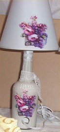 Liquor Bottle Light Chic Floral Night Glass Home Decor 40 Watt Shabby Lamp    