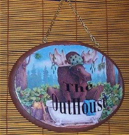 Moose Wall Plaque Sign Outhouse Door Wood Lodge Cabin