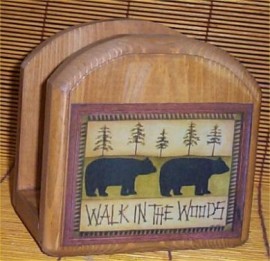 Bear Napkin Holder Solid Wood Lodge Kitchen Cabin New