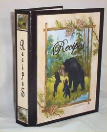 Lodge Bear Recipe Book Folder File Index Card Blk 4X6