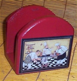 Fat Chef Solid Wood Napkin Holder Bistro Home decor R/B