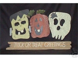 Halloween Sign Shabby Sheik Country Home skull monster