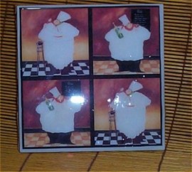 Fat Chef Trivet Ceramic Tile Bistro Kitchen Chefs /org